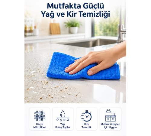 Ultra Emici Mikrofiber Bez Cam Ayna Mutfak Banyo Araç Temizlik Bezi 40x40 cm