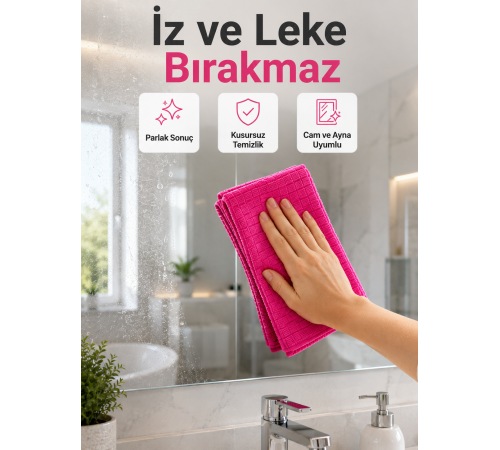 Yüksek Su Emici Mikrofiber Temizlik Bezi Cam, Mutfak ve Banyo Temizliği