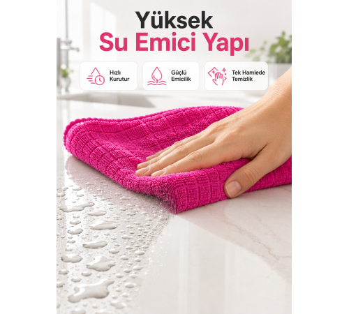 Mikrofiber Temizlik Bezi Cam, Ayna, Mobilya ve Tezgah İçin