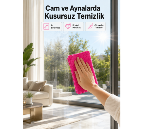 40x40 cm Premium Mikrofiber Temizlik Bezi Hızlı Kuruyan ve Leke Bırakmayan Bez