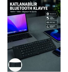 Katlanabilir Bluetooth Klavye 3 Cihaz Bağlantılı Kablosuz Taşınabilir Klavye