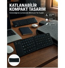 Kablosuz Katlanabilir Bluetooth Klavye Telefon Tablet Bilgisayar Uyumlu