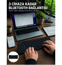 Katlanır Bluetooth Klavye Telefon Tablet Laptop Uyumlu Kablosuz Klavye