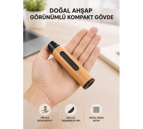Mini Taşınabilir Küllük 3 Farklı Uç Seçenekli Ahşap Görünümlü Pratik Kullanım