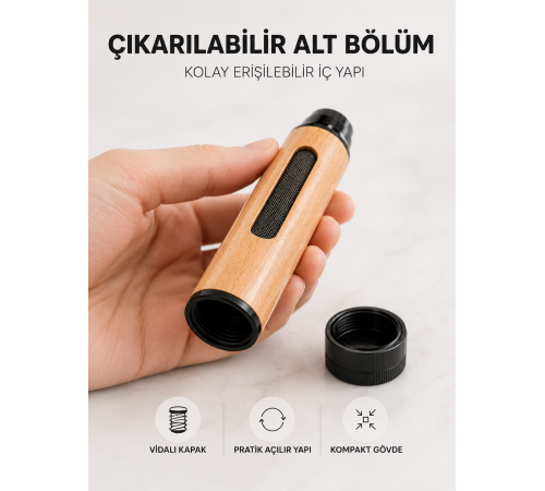 Kokusuz Dumansız Taşınabilir Cep Küllüğü 3 Uçlu Kompakt Ahşap Görünümlü Tasarım