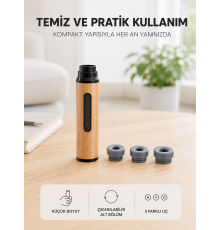 Ahşap Görünümlü Mini Küllük Taşınabilir Kompakt Tasarım 3 Farklı Uç Seçeneği