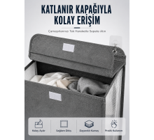 Kapaklı Duvar Tipi Kirli Çamaşır Sepeti Yer Tasarrufu Sağlayan