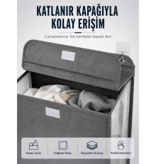 Kapaklı Duvar Tipi Kirli Çamaşır Sepeti Yer Tasarrufu Sağlayan