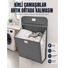 Banyo ve Çamaşır Odası İçin Duvara Asılan Katlanabilir Çamaşır Sepeti