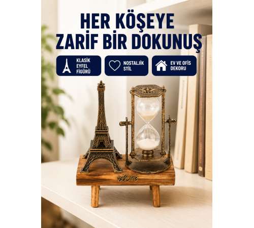 Dekoratif Kum Saati – Ahşap Malzeme, Hediyelik Masa Aksesuarı