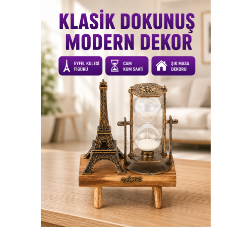 Masa Üstü Ahşap Kum Saati – Dekoratif, Dayanıklı ve Şık