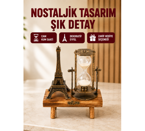 Klasik Tasarımlı Ahşap Kum Saati – Ev ve Ofis İçin Masaüstü Aksesuarı