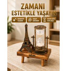 Ahşap Gövdeli Dekoratif Kum Saati – Masa Üstü El Sanatı Aksesuarı