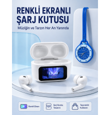 Dokunmatik Kablosuz Kulaklık + Mavi Askılı Analog Charm Saat İkili Set