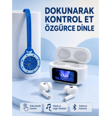 Şarj Kutulu Kablosuz Kulaklık ve Mavi Çanta Aksesuar Saati Avantajlı Set