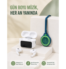 Ekranlı Kablosuz Kulaklık ve Yeşil Çanta Charm Saat Kampanya Seti