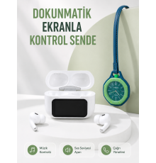Bluetooth 5.4 Kablosuz Kulaklık Yeşil Askılı Analog Charm Saat İkili Set