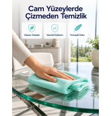 Mikrofiber Cam Bezi Çizmeden Temizlik Sağlayan Yüksek Su Emici Cam Silme Bezi 40x60 cm