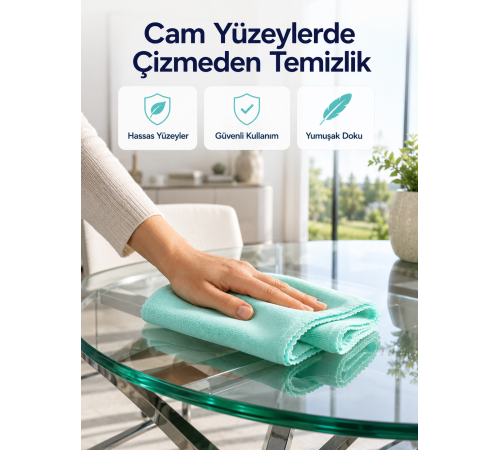 Mikrofiber Cam Bezi Çizmeden Temizlik Sağlayan Yüksek Su Emici Cam Silme Bezi 40x60 cm