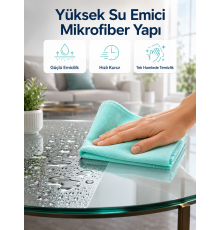 Cam Ayna ve Parlak Yüzeyler İçin Mikrofiber Temizlik Bezi Leke ve İz Bırakmaz