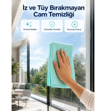 Çok Amaçlı Mikrofiber Cam Bezi Cam Ayna Duşakabin ve Parlak Yüzey Temizlik Bezi