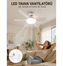 Uzaktan Kumandalı LED Tavan Vantilatörü Yüksek Aydınlatma Güçlü Esinti Süper Sessiz Çalışma Özellikli