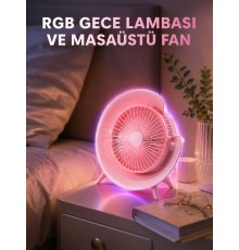 Gece Lambalı Renk Değiştiren Masaüstü Fan