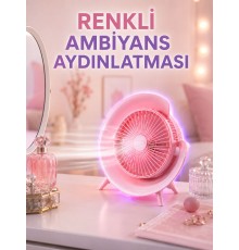 3 Hız Ayarlı USB Şarjlı RGB Masa Fanı