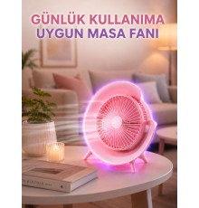 Renkli Ambiyans Işıklı Taşınabilir Masaüstü Vantilatör