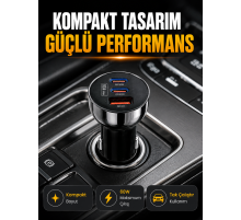 60W Araç İçi Hızlı Şarj Adaptörü Çift USB-C PD ve USB-A QC3.0