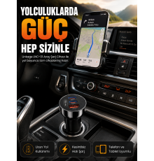 60W Araç Şarj Cihazı Çift Type-C PD ve USB QC3.0 Hızlı Şarj Adaptörü