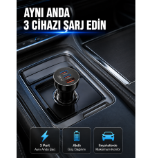 12V 24V Uyumlu 60W Araç İçi Şarj Adaptörü Çoklu Hızlı Şarj Cihazı