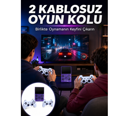 HDMI TV Bağlantılı Kablosuz Kollu Taşınabilir Oyun Konsolu
