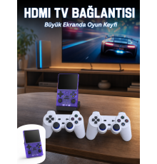 Retro Oyun Konsolu 2 Kablosuz Oyun Kolu ve IPS Ekranlı