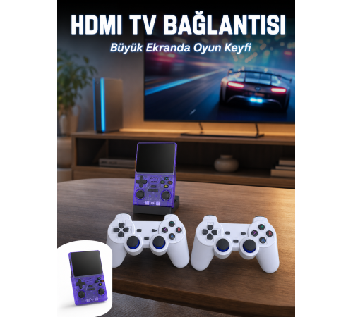 Retro Oyun Konsolu 2 Kablosuz Oyun Kolu ve IPS Ekranlı