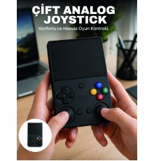 3.5 İnç IPS Ekran Retro Oyun Konsolu 64GB Dahili Hafıza Çift Analog Joystick Taşınabilir El Konsolu
