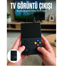 Retro Oyun Konsolu Çift Analog Joystick 64GB Hafızalı Taşınabilir El Konsolu