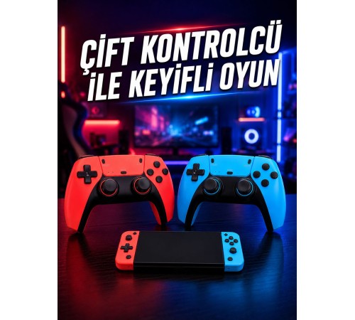 Oyun Konsolu Kablosuz Kontrolcülü Retro Oyun Eğlence Sistemi