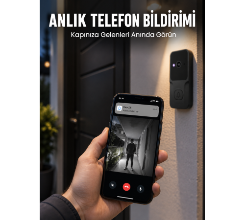 HD Kameralı Akıllı Kapı Zili | Çift Yönlü Sesli Wi-Fi Görüntülü Kapı Zili