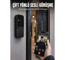 Wi-Fi Bağlantılı Akıllı Kapı Zili Telefon Kontrollü HD Güvenlik Sistemi