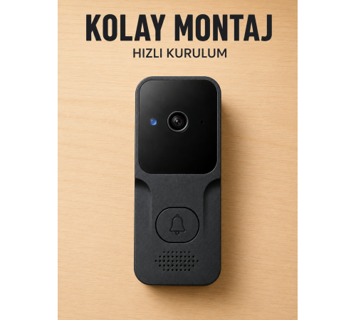 Akıllı Görüntülü Kapı Zili HD Kamera, Hareket Bildirimi ve Kablosuz Kurulum