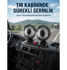 Çift Başlıklı Araç İçi USB Vantilatör Soğutucu Fan