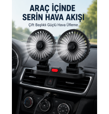 Ayarlanabilir Çift Başlıklı Sessiz Araç İçi Vantilatör