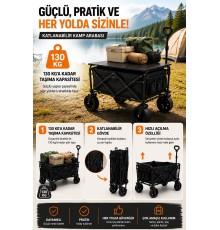 Piknik Kamp Arabası Masalı Geniş Tekerlekli Taşıma ve Yük Arabası 130 Kg