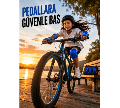 Mavi Çocuk Kaykay Paten Scooter Bisiklet Koruyucu Dizlik Seti 2 Adet