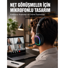 Kablosuz Bluetooth 5.0 Kulaklık RGB Işıklı Tasarım