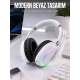 Kablosuz Bluetooth Mikrofonlu Beyaz Kulaklık RGB Işıklı