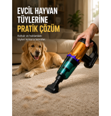 Yüksek Çekiş Gücüne Sahip Şarjlı El Süpürgesi Araç ve Ev Kullanımına Uygun
