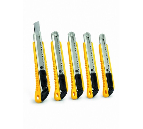 5’li Metal Falçata Seti Profesyonel Maket Bıçağı Kesici Falçata Sarı Ergonomik Saplı