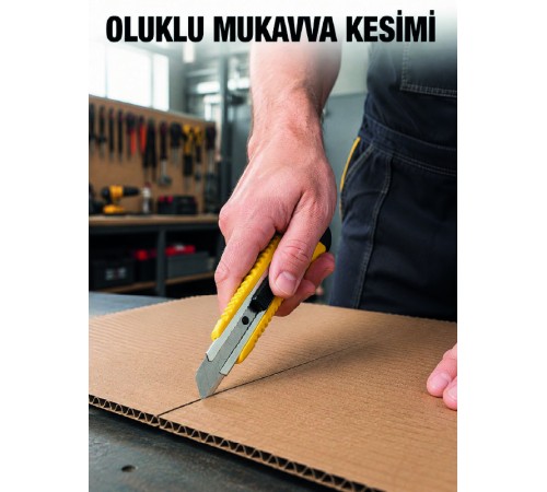 Metal Gövdeli 5’li Falçata Seti Profesyonel Maket Bıçağı Karton Koli Kesici